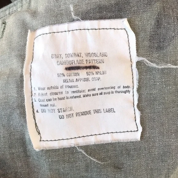 VTG Military Issue Woodland Camo Combat Coat, L-XL - Picture 6 of 6